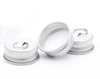 50 Pieces x 25mm Aluminum Screw Cap with Hanging Ring for Christmas Ornament Bottle Cap Cosmetic Bottle