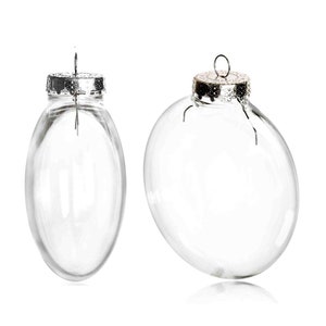 10 Pieces x DIY Paintable Shatterproof Fillable Home Xmas Christmas Decoration Oval Ball 4 Inch (100mm) Transparent Plastic Disc Ornament
