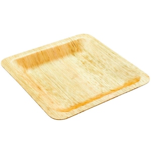 20 Pieces - Party Supplies Disposable Tableware 3.54inch (90mm) Bamboo Leaf Dessert Square Biodegradable Food Plate