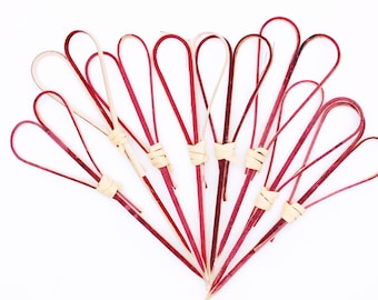 100/Pack - Party Supplies 4.72inch/120mm Disposable Cocktail Fruit Red Heart Bamboo Skewers