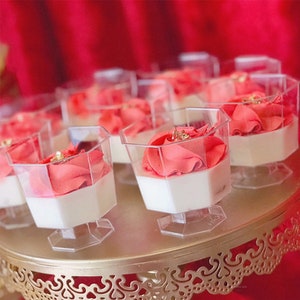 50 Pieces - Party Supplies Disposable Plastic Tableware, 4.0oz (120ml/70*65mm) Transparent Dessert Octagonal Cup