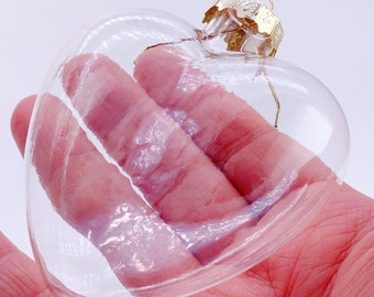 100 Pieces x DIY Paintable Fillable Home Xmas Christmas Decoration Ornament 3.15 Inch (80mm) Glass Heart