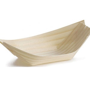 50 Pieces - Party Supplies Disposable Tableware 7.48Inch (190mm) Natural Wood Biodegradable Food Boat Plate