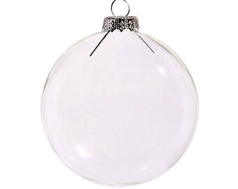 5 Pieces x DIY Paintable Fillable Home Xmas Christmas Decoration Ball 3.15 Inch (80mm) Classic Glass Disc Ornament