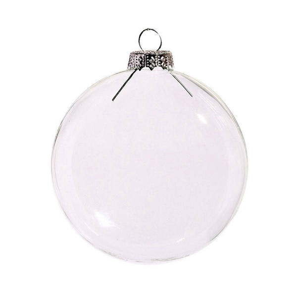 5 Pieces x DIY Paintable Fillable Home Xmas Christmas Decoration Ball 3.15 Inch (80mm) Classic Glass Disc Ornament