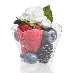 100 Pieces - Party Supplies Disposable Plastic Tableware, 2.0oz (60ml/55*45mm) Petal Dessert Cake Cup