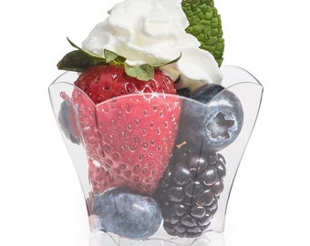 100 Pieces - Party Supplies Disposable Plastic Tableware, 2.0oz (60ml/55*45mm) Petal Dessert Cake Cup