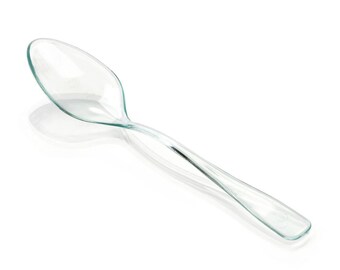 200 stycken - Festtillbehör Engångsplastporslin, 0,8*3,9 tum (20*98 mm) Transparent grön mini dessertsked