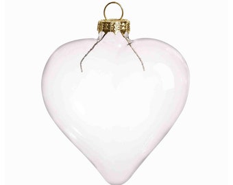 5 Pieces x DIY Paintable Fillable Home Xmas Christmas Decoration Ornament 3.15 Inch (80mm) Glass Heart