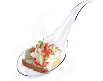 200 Pieces - Party Supplies Disposable Plastic Tableware, 4.7*1.0in (120*25mm) Transparent Wave Dessert Spoon