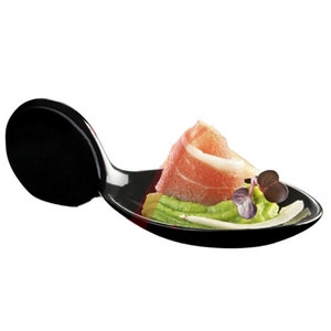 100 Pieces - Party Supplies Disposable Plastic Tableware, 1.6*3.9in (40*98mm) Black Dessert Fish Tasting Spoon