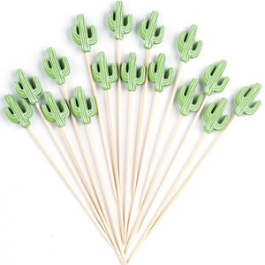 200/confezione - Articoli per feste 4,72 pollici/120 mm Cactus Usa e getta Cocktail Fruit Bamboo Picks