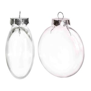 10 Pieces x 3.15inch (80mm) Transparent Plastic Disc Ornament DIY Paintable Shatterproof Fillable Home Xmas Christmas Decoration Oval Ball
