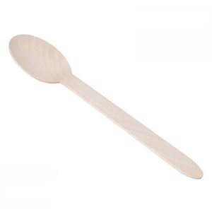 100 Pieces - Party Supplies Disposable Tableware 5.5inch(140mm) Natural Wood Biodegradable Spoon