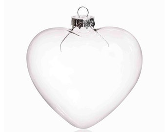 5 Pieces x DIY Paintable Fillable Home Xmas Christmas Decoration Ornament 3.54 Inch (90mm) Glass Heart