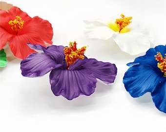 20 Stück x 7 cm Hibiskusblüten Hawaii Party Sommerparty DIY Dekorationen Kunstblumen Hula Girls Favor Haardekoration