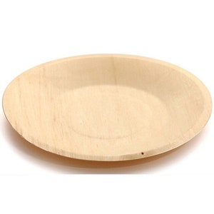 10 Pieces - Party Supplies Disposable Tableware 8.6inch/220mm Natural Wood Biodegradable Round Serving Plate