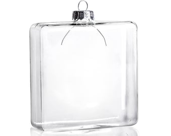 20 Pieces x DIY Paintable Fillable Home Xmas Christmas Decoration Ornament 3.15 Inch (80mm) Glass Flat Square Cube