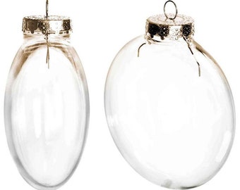 10 Pieces x DIY Paintable Shatterproof Fillable Home Xmas Christmas Decoration Oval Ball 4 Inch (100mm) Transparent Plastic Disc Ornament