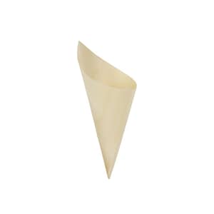 100 Pieces - Party Supplies Disposable Tableware 3.15Inch (80mm) Natural Wood Biodegradable Food Cones