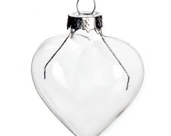 10 Pieces x DIY Paintable Fillable Home Xmas Christmas Decoration Ornament 2.36Inch (60mm) Glass Heart