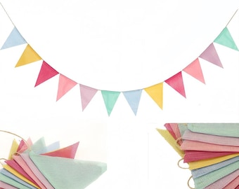 48 Flags Multicolor Triangle Flag Banner, 10m/32.81ft Imitated Linen Burlap Bunting Banner for Wedding Birthday Party Festival Decoration