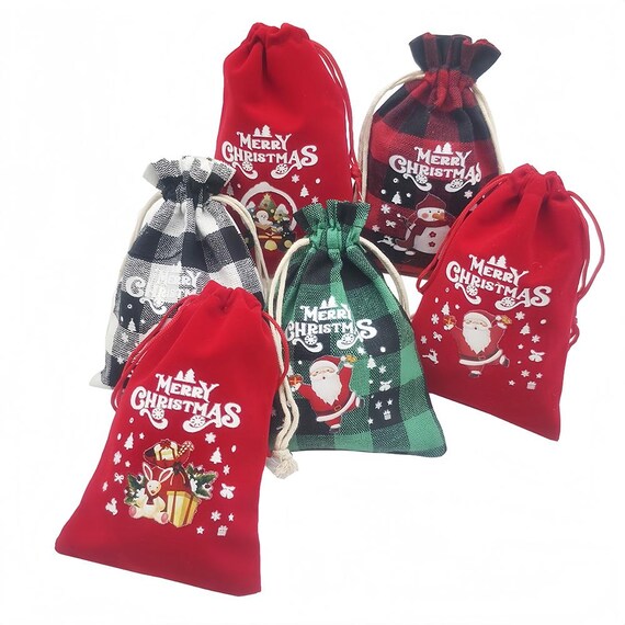 20 Sacchetti Di Velluto Con Coulisse, 8x10 Cm, Perfetti Per Gioielli, Caramelle E Regali Di Natale - Confezione Da 2