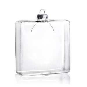 10 Pieces x DIY Paintable Fillable Home Xmas Christmas Decoration Ornament 3.15 Inch (80mm) Glass Flat Square Cube