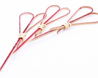 100/Pack - Party Supplies 3.54inch/90mm Disposable Cocktail Fruit Red Heart Bamboo Skewers