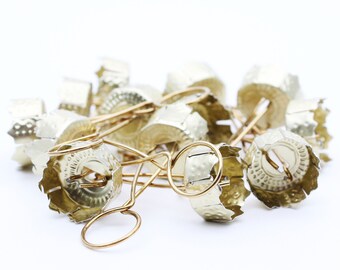 100PCS Gold Metal Christmas Ornament Caps - Removable Charm Caps With Spring Lock For Tree Decorations