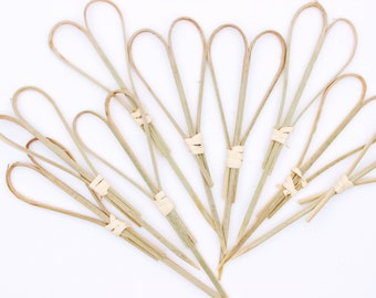 100/Pack - Party Supplies 4.72inch/120mm Disposable Cocktail Fruit Natural Heart Bamboo Skewers