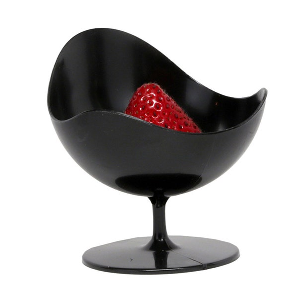 20 Pieces - Party Supplies Disposable Plastic Tableware, 1.7oz/2.7*2.6in(50ml/69*65mm) Egg Shape Black Dessert Cup