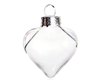 10 Pieces x DIY Paintable Fillable Home Xmas Christmas Decoration Ornament 2.36Inch (60mm) Glass Heart
