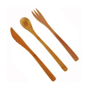 Party Supplies Reuseable Tableware 7.48 Inch (190mm) Natural Bamboo Cutlery Pack