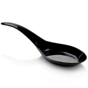 200 Pieces - Party Supplies Disposable Plastic Tableware, 4.7*1.0in Black Mini Wave Dessert Tasting Spoon