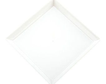 50 Pieces - Party Supplies Disposable Plastic Tableware, 5.31in (135mm) White Square Serving Plate