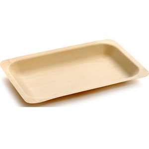 10 Pieces - Party Supplies Disposable Tableware 10.23*8.66inch(260*220mm) Natural Wood Biodegradable Rectangle Serving Plate