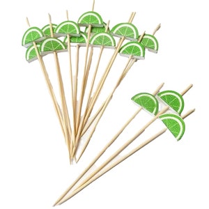 200/Pack - Party Supplies 4.72inch/120mm Disposable Cocktail Fruit Green Lemon Bamboo Picks