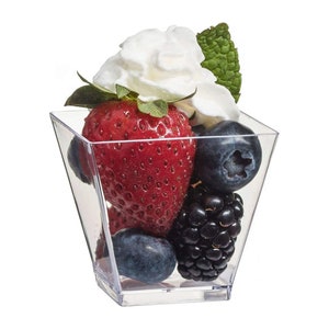 100 Pieces - Party Supplies Disposable Plastic Tableware, 2oz (60ml/50*45mm) Transparent Mini Dessert Cup