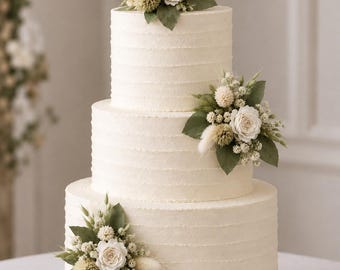 Preserved Mini Rose  and Eucalyptus Wedding Cake Topper Picks
