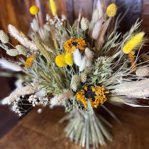 Sunflower wedding bouquet/ yellow mustard bouquet/ dried flower wedding bouquet/ bridesmaid bouquet