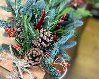 Fresh Rosemary Chilli Garland, Real Spruce, Wedding Table Decor