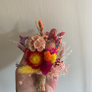 Dried flower rainbow boutonnières, corsages,  women’s Boutonniere, wedding button holes, pride wedding flowers, groom floral decoration.