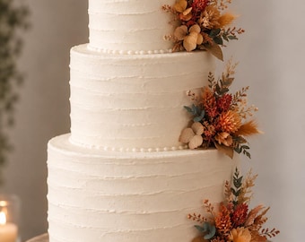Preserved Rustic Autumn Florals Wedding Cake Topper Picks