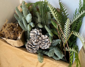 Fresh Mini Traditional Christmas Wreath or Wreath Kit, Real Pine, Door Decor