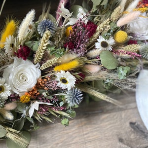 Dried flower wedding mantle piece table center garland, preserved meadow and rose boho eucalyptus event decoration garland, boho wedding