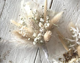 Boho Dried Flower Hair Pins: Cream Pampas Grass Wedding Accessories