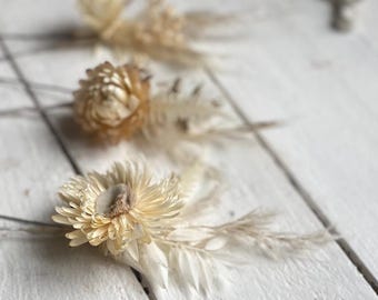 Dried Flower Hair Pins: Boho Wedding Hair Accessory