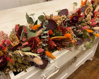 Dried Flower Table Garland: Christmas Mantle Decoration