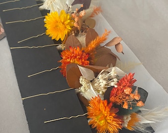 Herbst / Herbst getrocknete Blumen Haarnadeln / Hochzeit Haarnadeln / Terrakotta Hochzeit Haarschmuck / Rost Haarnadeln / Orange Herbst Hochzeit Haarnadeln